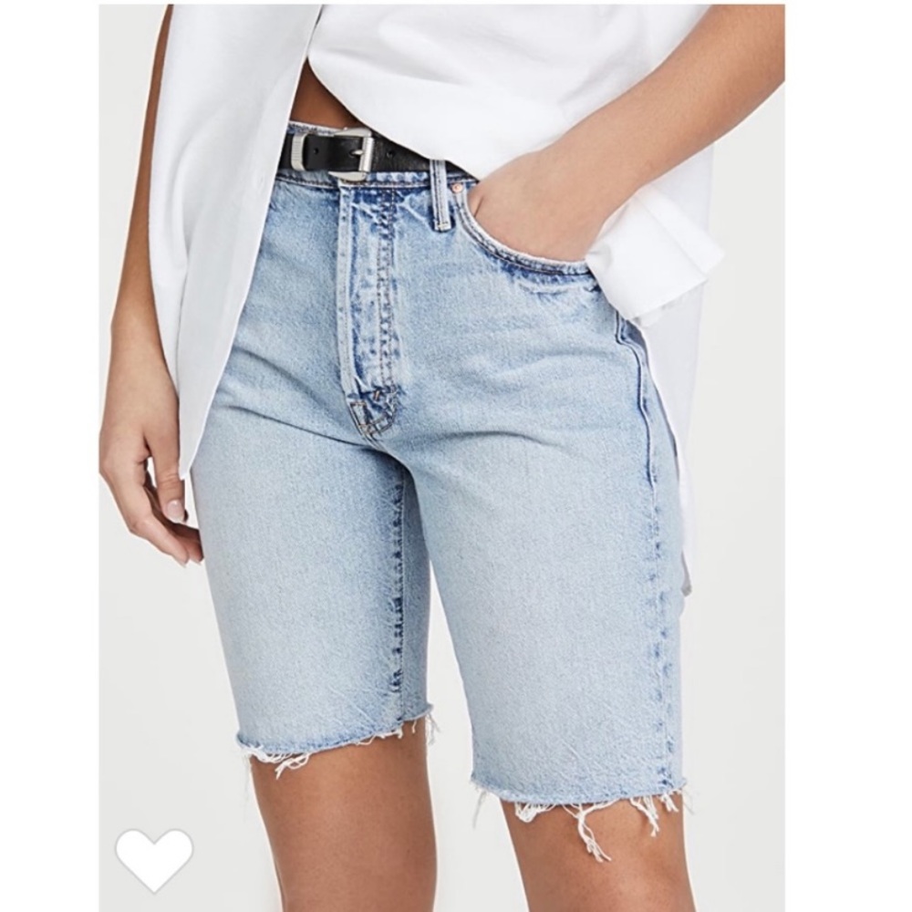 MOTHER Trickster Fray Bermuda Denim Shorts in WIN SOME LOSE SOME SIZE 24 NWT - Picture 1 of 15